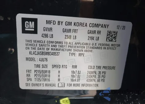 2021 Buick Encore Fwd Preferred z USA, uszkodzony, nr VIN KL4CJASB5MB340537